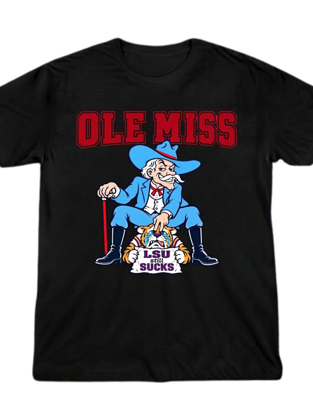 Black Ole Miss Mascot Football Graphic Tee